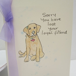 Carte de sympathie pour chien, carte aquarelle, carte de sympathie pour animal de compagnie, carte de condoléances pour chien, carte de sympathie, carte peinte à la main, carte faite main, carte de perte d'animal de compagnie