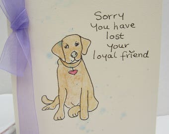 Dog Sympathy Card, watercolour card, pet sympathy card, dog condolences card, sympathy card, hand painted card, handmade card, pet loss card