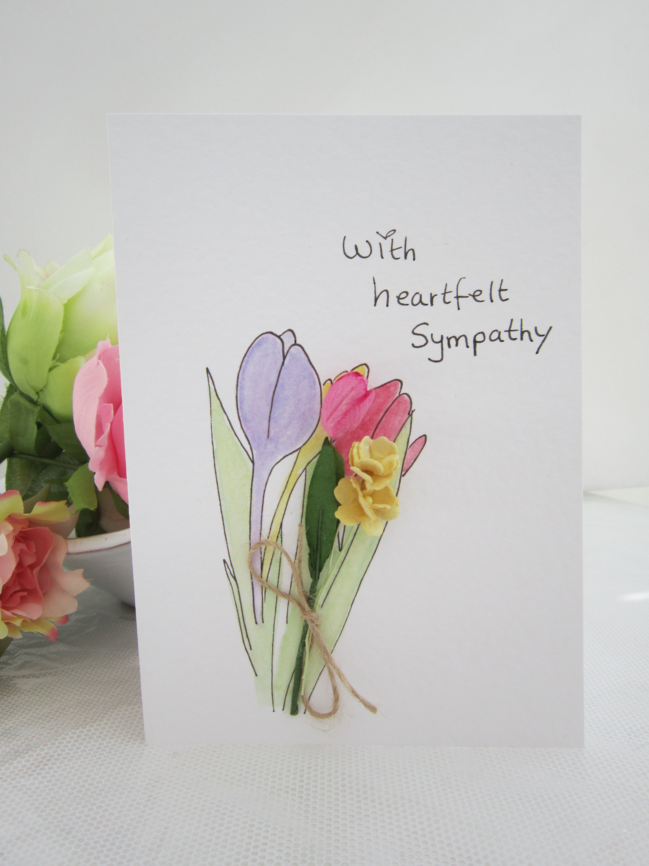 Qilery 3 Pieces Jumbo Sympathy Cards Large Floral Condolence Cards