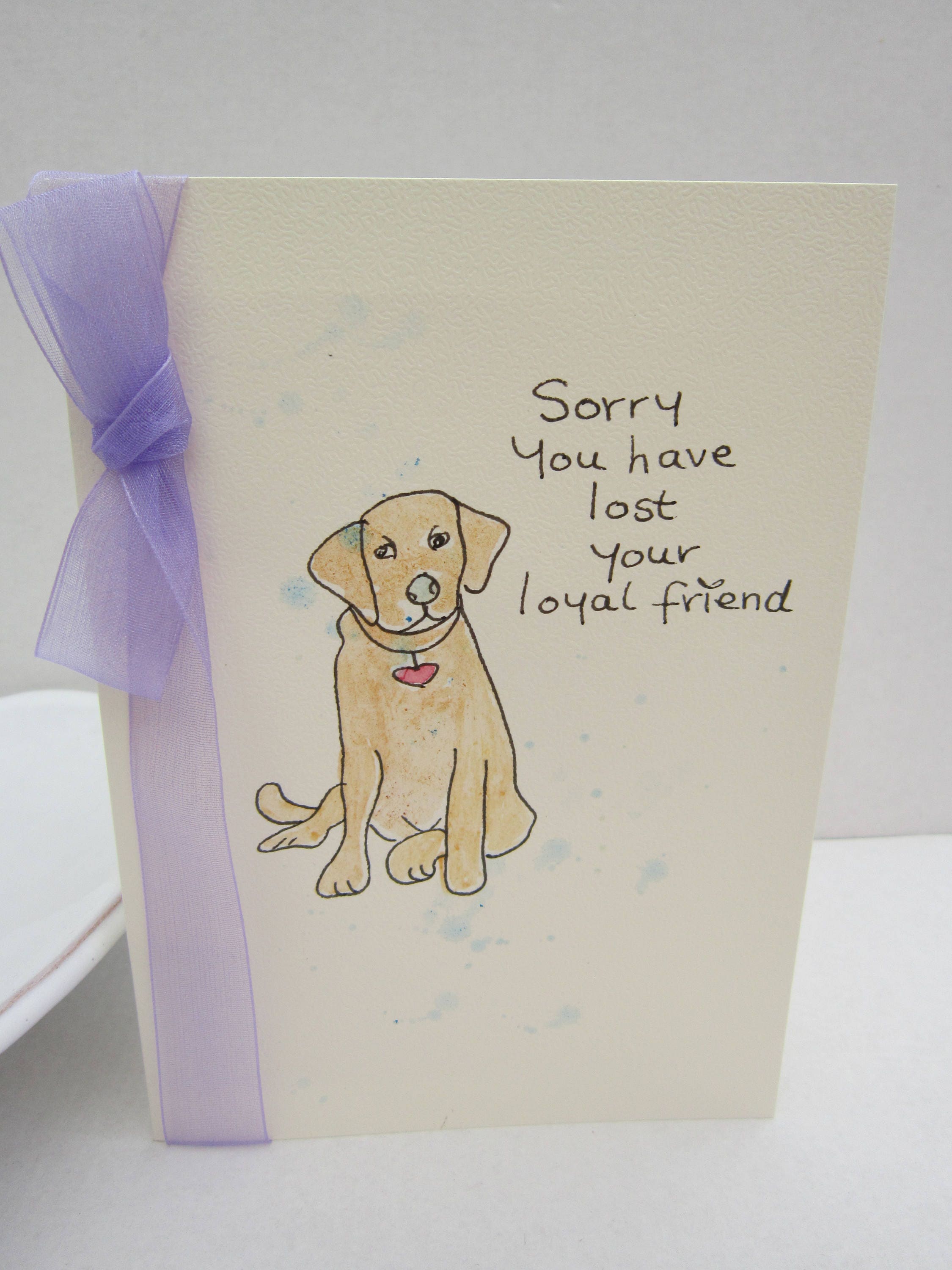 Dog Sympathy Card Watercolour Card Pet Sympathy Card Dog Etsy UK