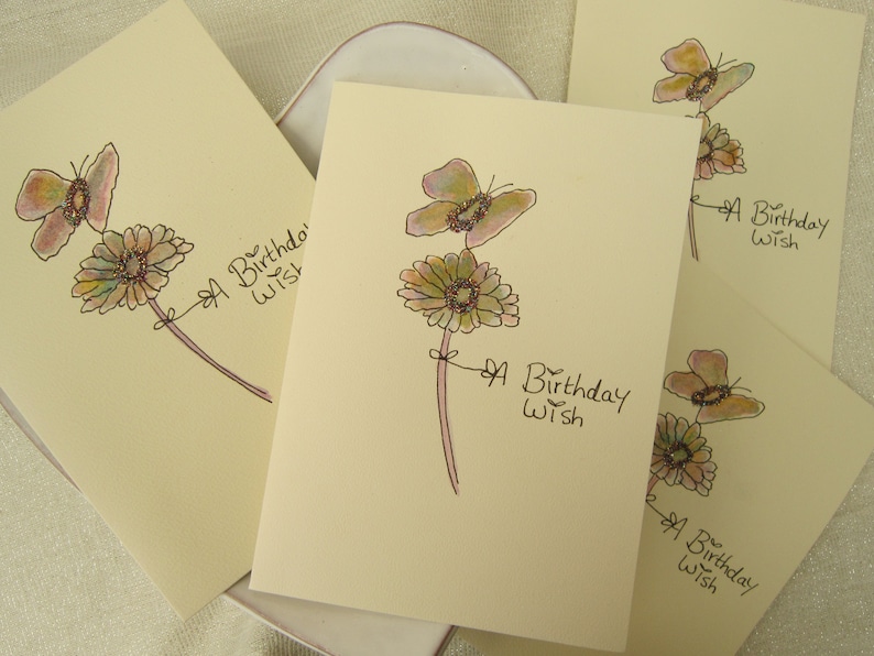 Set of cards watercolour original watercolour cards flower cards butterfly cards birthday pack cards birthday cards pack of cards