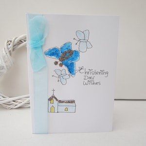 Carte de baptême, carte aquarelle, personnaliser, baptême de bébé garçon, carte filleul, carte de baptême, cadeau de baptême, carte peinte à la main