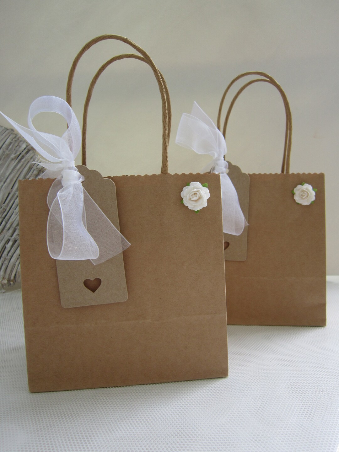 Set Two Gift Bags Paper Rose Handmade Gift Bags Wedding Etsy