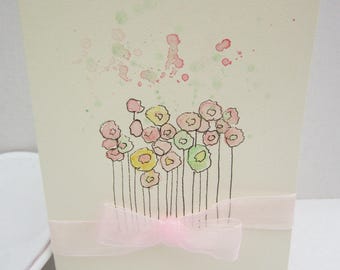 Carte de fleurs, carte de vœux, carte aquarelle, carte vierge, carte peinte à la main, Penser à vous, Carte d’anniversaire, carte de sympathie, carte personnalisée