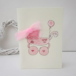 Carte Baby Girl, carte aquarelle, carte bébé, nouvelle petite fille, faire-part de naissance, carte de douche de bébé, personnaliser, carte faite à la main, cadeau bébé