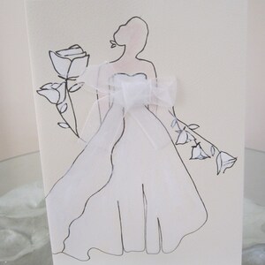 Carte de future mariée, carte de mariée, carte de fiançailles, cadeau de mariée, carte de fille, carte de marié à mariée, carte de mère à mariée, carte peinte à la main, bal de promo