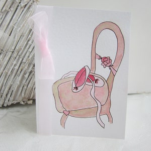 Chaussures de ballet, carte originale aquarelle, étiquette cadeau + peinture disponible, carte d’anniversaire, carte fille, carte nièce, carte de ballet, personnaliser
