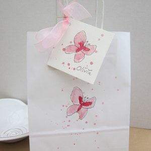 Butterfly gift bag, watercolour, hand painted bag, butterfly gift, butterfly, party bag, girl party bag, gift bag birthday, hen party bag