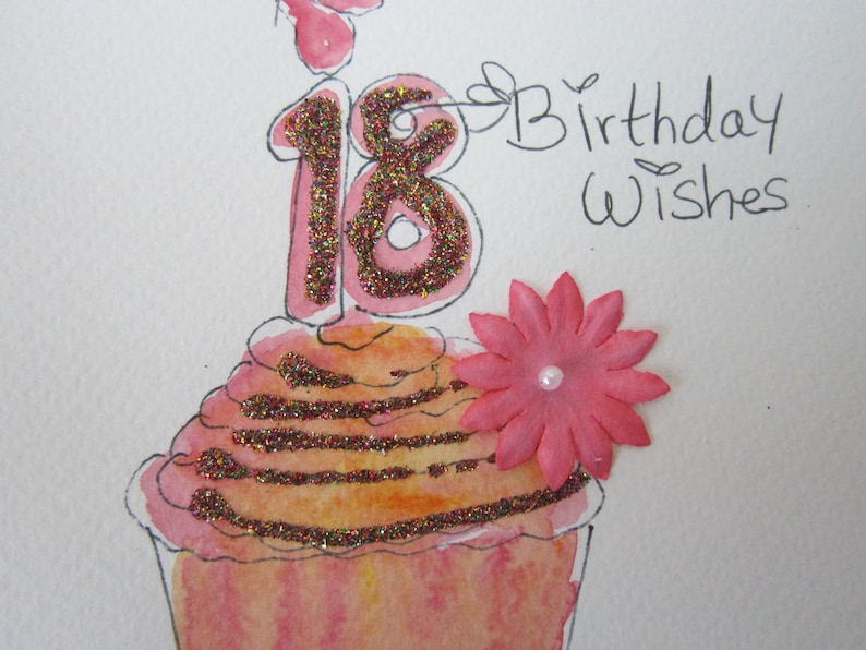 handmade card 18th birthday gift granddaughter card personalise watercolour card hand painted card 18th Birthday Card daughter card
