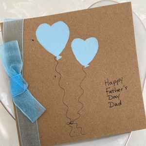 Hearts, Fathers Day card, hand painted card, handmade card, Fathers Day gift, Fathers Day, card for dad, dad card, special dad card,