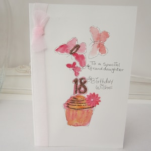 Carte de 18e anniversaire, carte aquarelle, carte de fille, carte de petite-fille, carte peinte à la main, carte faite main, cadeau de 18e anniversaire, personnaliser