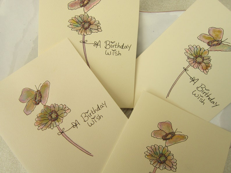 Set of cards watercolour original watercolour cards flower cards butterfly cards birthday pack cards birthday cards pack of cards