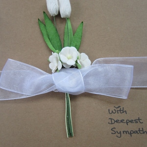 Sympathy card, condolences card, paper flowers, flowers card, tulips card, sympathy card, personalised card, white flowers, sympathy flowers image 3