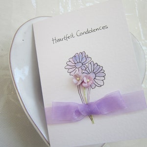 Lilac Daisies, watercolour card, sympathy card, condolences card, heartfelt sympathy, hand painted card, handmade card, paper flowers, loss
