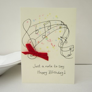 Carte d'anniversaire, pour musicien, carte aquarelle, carte d'anniversaire musique, carte faite main, carte peinte à la main, carte de notes de musique, carte pour musicien