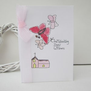 Carte de baptême, carte aquarelle, carte de bébé, peut être personnalisée, carte filleul, carte de fille, carte de baptême, carte faite main, carte peinte à la main
