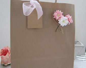 Flower, gift bag, large gift bag, handmade gift bag, paper flowers, birthday gift bag, wedding gift bag, mum gift bag, gift, Mothers Day