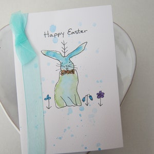 Lapin, carte aquarelle, carte lapin lapin, carte lapin, carte d'anniversaire, carte de Pâques, peut être personnalisé, carte peinte à la main, carte faite à la main