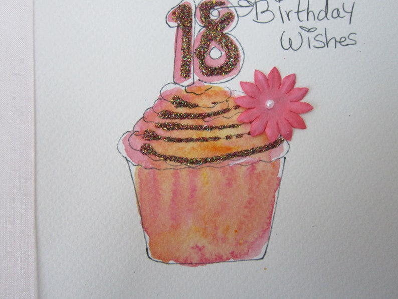 handmade card 18th birthday gift granddaughter card personalise watercolour card hand painted card 18th Birthday Card daughter card