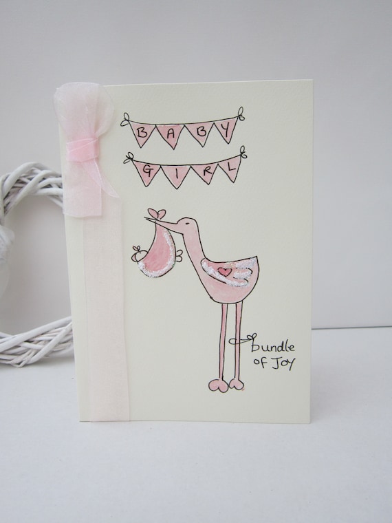 Baby Girl Card Watercolour Card Baby Girl Gift Baby Card Etsy