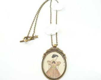 collar de flores de guipur blanco vintage