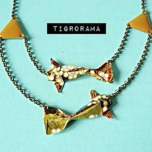 collana di origami carpa koi color senape e oro