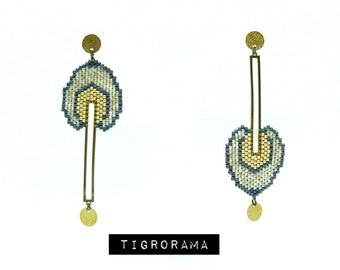 pendientes asimétricos art deco de plata y antracita