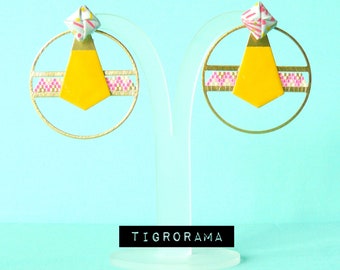 Pendientes redondos mixtos amarillas