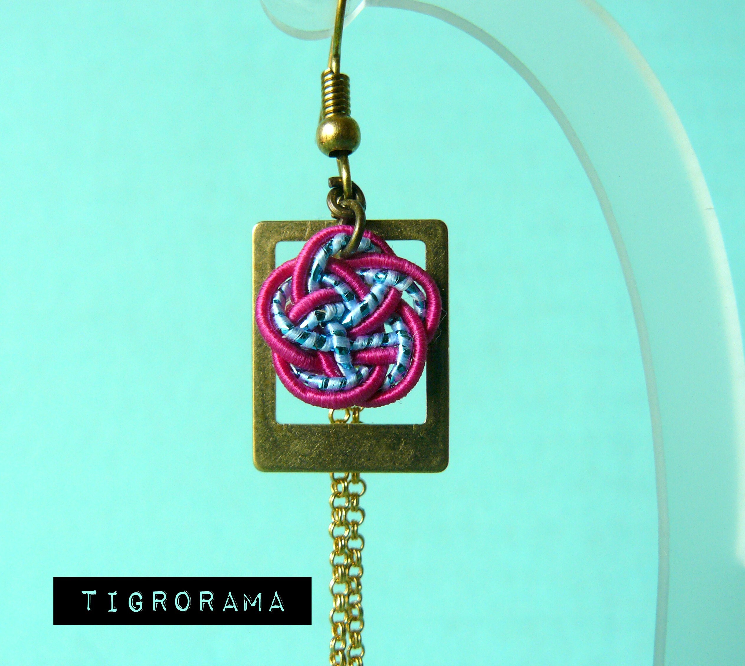 Pink and Blue Twin Mizuhiki Knot Earrings - Etsy