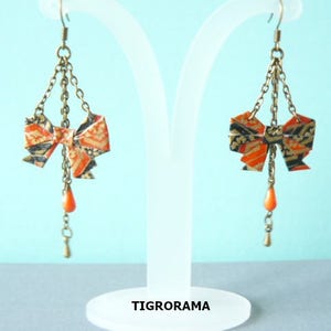 boucles d'oreille origami noeud en papier japonais image 4