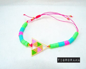 macrame bracelet mix pink and green