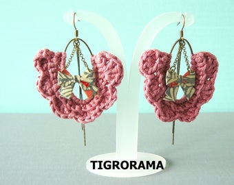 crochet and origami knot earrings
