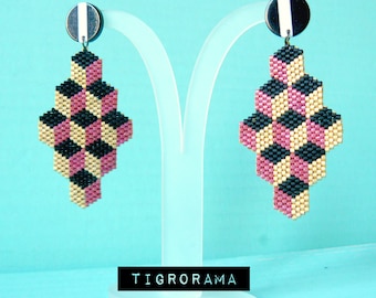 pink miyuki pop earrings