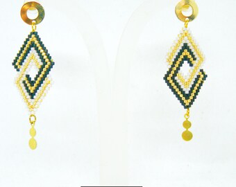 Pendientes  estilo etnico miyuki negro y blanco