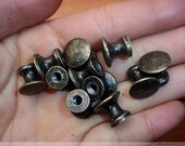 10 Button Mini Knobs - Classic Vintage Metal Drawer Knob Bureau Decorative Wooden Box Pulls - 0.47 quot x0.43 quot (12X11mm) - k24