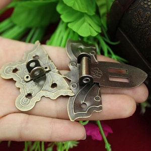 Butterfly Shape Hasp Ancient Gift Box Lock Catch Latches Wooden Box Leather Suitcase Buckle Clasp 2.359x50mm h69 image 2