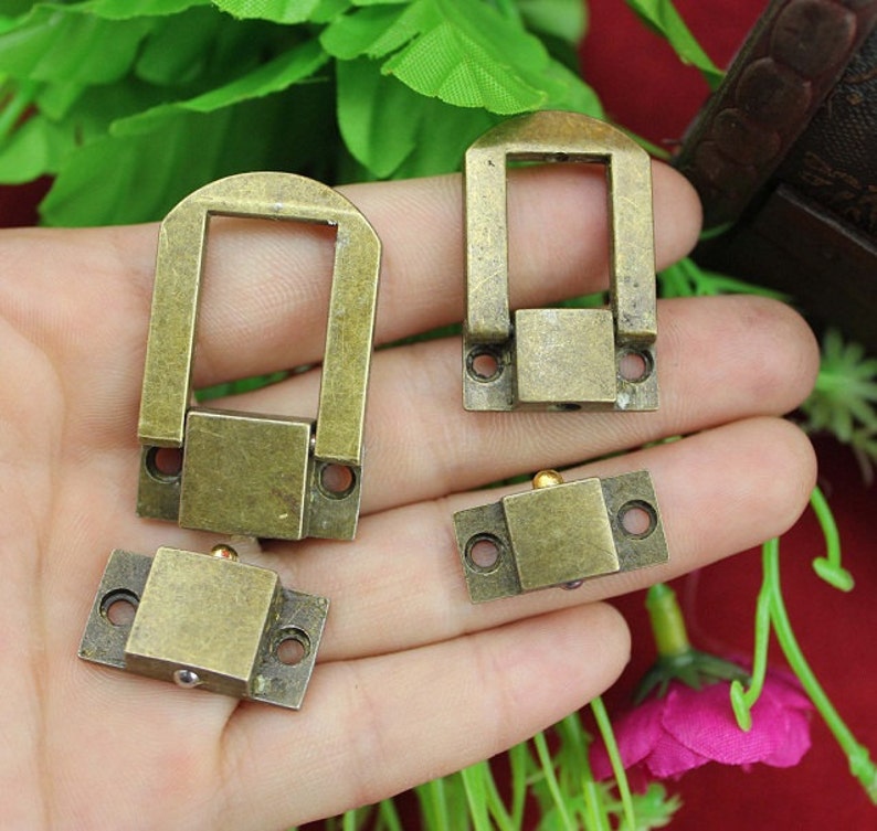 2 Bronze Square Latchs Vintage Lock Catch Latches Cases Wooden Box Decor Buckle Brand Clasp Hardware 0.78/125/30mm h133 image 2