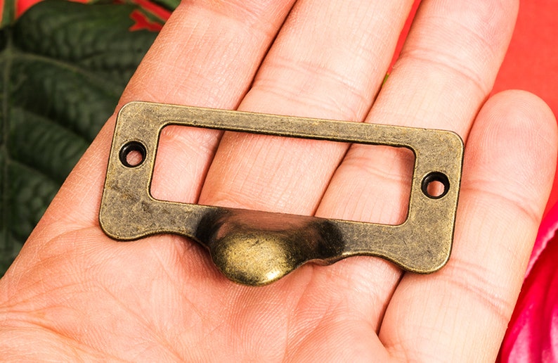 - l45 5557mm 4 Small Tags Pulls 2.162.24 Vintage Metal Nose Drawer Pulls Card Handle Label Frames