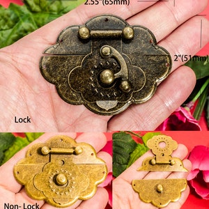 Flower Side Hasp Ancient Bronze Metal Hidden Lock Catch Chest Buckle Clasp 2 1/2x2 65mmx51mm h117 image 1