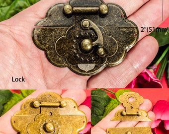 Blume Seite Hasp - antike Bronze Metall versteckt fangen Brust Schnalle Verschluss - 2 1/2 "x 2" (65mmx51mm) - h117