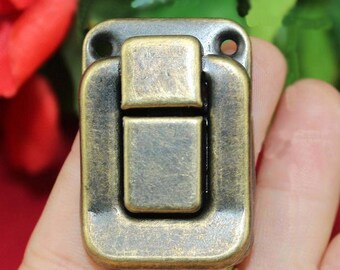 4 klassische flache Hasp - Tasche Vintage Bronze Metall Verschluss Haken Verschlüsse für Leder Koffer Schnalle Verschluss - 1.06"x1.6"(27x40mm) - h38
