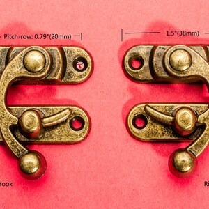 2 or 10PCS Swing Oxhorn Latches Solid Catch Bronze Lock Hasps Wooden Box Buckle Clasp Two Direction 1.5x1.738x44mm h145 image 2