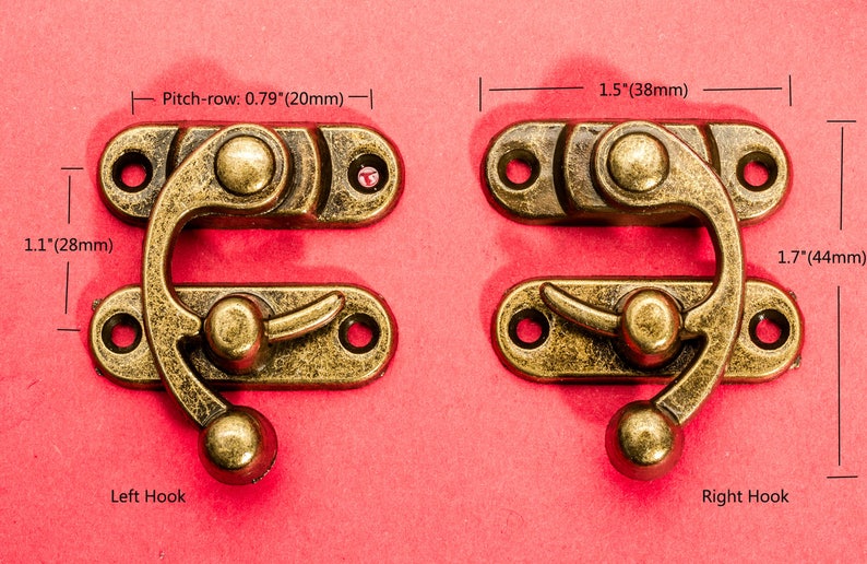 2 or 10PCS Swing Oxhorn Latches Solid Catch Bronze Lock Hasps Wooden Box Buckle Clasp Two Direction 1.5x1.738x44mm h145 画像 2