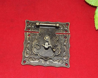 Restoring Ancient Hasp - Large Panel Bronze Metal Lock Catch  Bin Buckle Clasp  – 3 1/3" (85mmx85mm) - h113