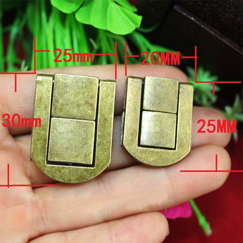 2 Bronze Square Latchs Vintage Lock Catch Latches Cases Wooden Box Decor Buckle Brand Clasp Hardware 0.78/125/30mm h133 image 4