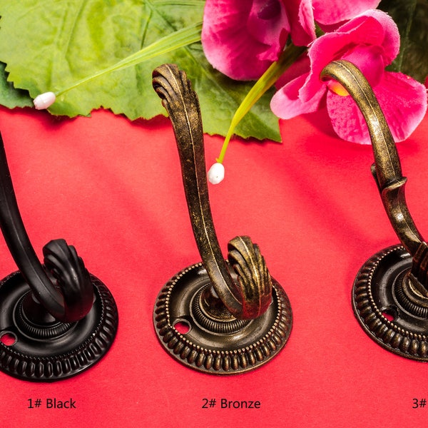 Flower Robe Hook - Round Bed Coat Prong Alloy Hanger Decor Furniture Hardware - Three Style 2.9"(74mm) - ho75