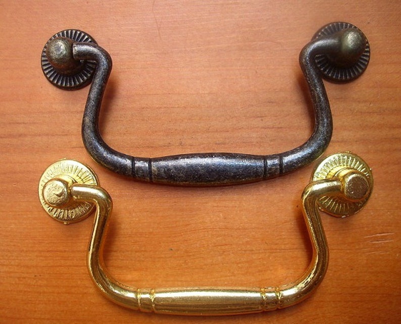 Vintage Drop Pulls Bureau Knobs Furniture Drawer Etsy