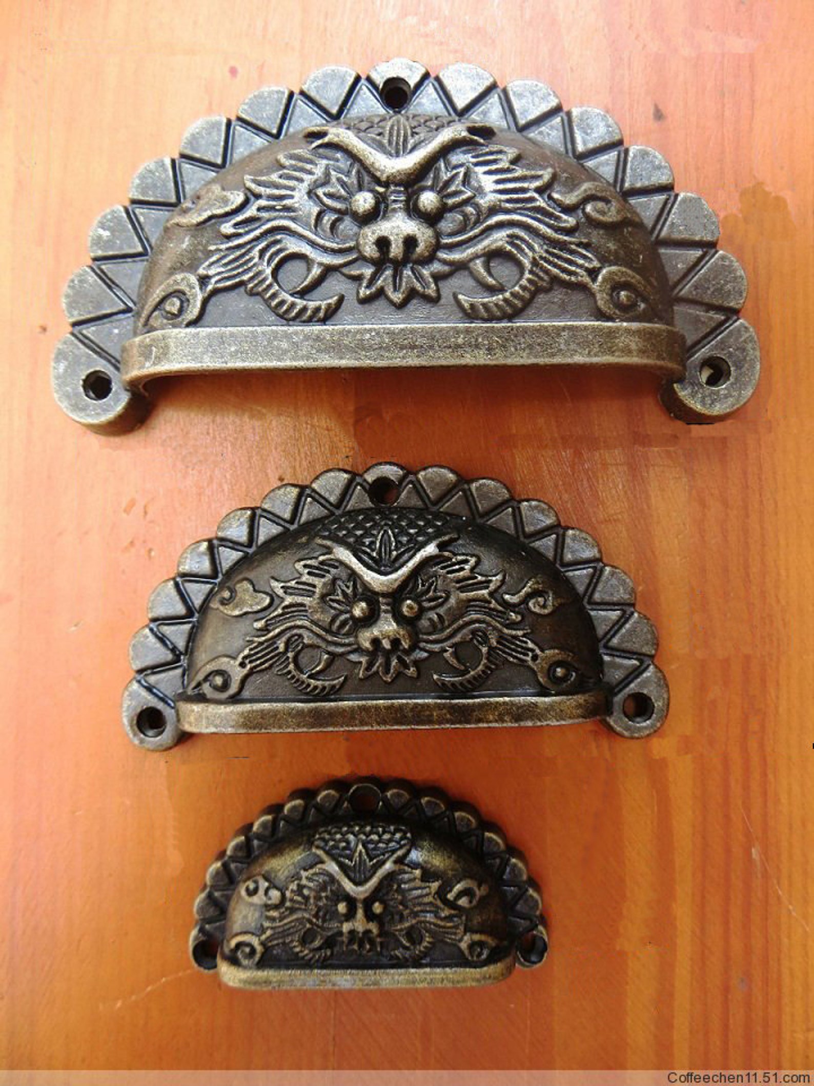 Pair of Vintage Dragon Pulls Metal Semicirle Bureau Drawer Etsy