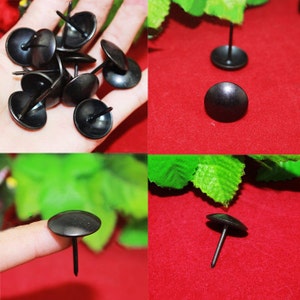 50 Black Domed Tacks Iron Finish Decorative Nails Round Pins For Furniture Repair Leather Wood Craft DIY 0.6620mm n21 image 1