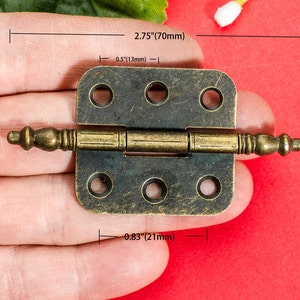 4 Retro Flat Hinges - Gemel Joint Section Degree Box 6 Holes Royal Antique Bronze Color - 2.75" (70mm) - sh141